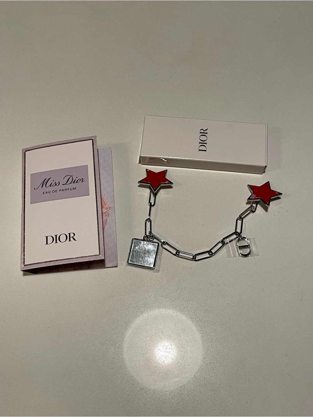 Dior Red Star Chain Charm Key/Card Holder